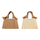 Maxbell Beach Bag for Women Retro Design Supplies Handbag for Birthday Holiday Daily Beige