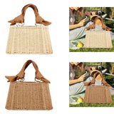 Maxbell Beach Bag for Women Retro Design Supplies Handbag for Birthday Holiday Daily Beige