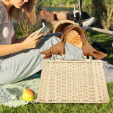 Maxbell Beach Bag for Women Retro Design Supplies Handbag for Birthday Holiday Daily Beige