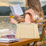 Maxbell Beach Bag for Women Retro Design Supplies Handbag for Birthday Holiday Daily Beige