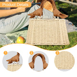 Maxbell Beach Bag for Women Retro Design Supplies Handbag for Birthday Holiday Daily Beige