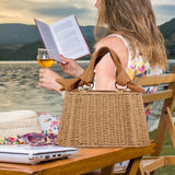 Maxbell Beach Bag for Women Retro Design Supplies Handbag for Birthday Holiday Daily Brown