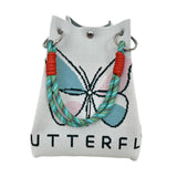 Maxbell Women Knit Bucket Bag Chic Ladies Shoulder Purse for Shopping Travel Holiday Beige