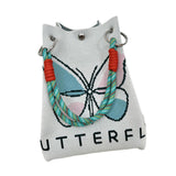 Maxbell Women Knit Bucket Bag Chic Ladies Shoulder Purse for Shopping Travel Holiday Beige