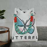 Maxbell Women Knit Bucket Bag Chic Ladies Shoulder Purse for Shopping Travel Holiday Beige