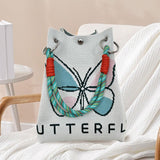 Maxbell Women Knit Bucket Bag Chic Ladies Shoulder Purse for Shopping Travel Holiday Beige