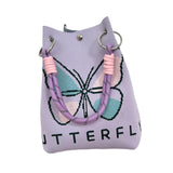 Maxbell Women Knit Bucket Bag Chic Ladies Shoulder Purse for Shopping Travel Holiday Purple