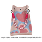 Maxbell Knitted Handbag Reusable Casual Soft Shopping Pouch for Daily Vacation Beach Pink