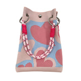 Maxbell Knitted Handbag Reusable Casual Soft Shopping Pouch for Daily Vacation Beach Pink