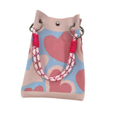 Maxbell Knitted Handbag Reusable Casual Soft Shopping Pouch for Daily Vacation Beach Pink