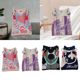 Maxbell Knitted Handbag Reusable Casual Soft Shopping Pouch for Daily Vacation Beach Pink