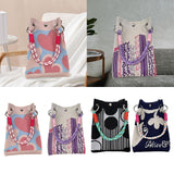 Maxbell Knitted Handbag Reusable Casual Soft Shopping Pouch for Daily Vacation Beach Pink