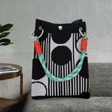 Maxbell Knitted Handbag Reusable Casual Soft Shopping Pouch for Daily Vacation Beach Black