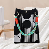 Maxbell Knitted Handbag Reusable Casual Soft Shopping Pouch for Daily Vacation Beach Black