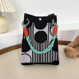 Maxbell Knitted Handbag Reusable Casual Soft Shopping Pouch for Daily Vacation Beach Black