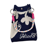 Maxbell Knitted Handbag Reusable Casual Soft Shopping Pouch for Daily Vacation Beach Blue