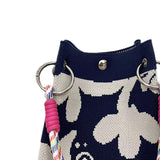 Maxbell Knitted Handbag Reusable Casual Soft Shopping Pouch for Daily Vacation Beach Blue