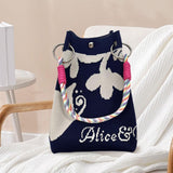 Maxbell Knitted Handbag Reusable Casual Soft Shopping Pouch for Daily Vacation Beach Blue