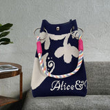 Maxbell Knitted Handbag Reusable Casual Soft Shopping Pouch for Daily Vacation Beach Blue