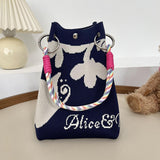 Maxbell Knitted Handbag Reusable Casual Soft Shopping Pouch for Daily Vacation Beach Blue