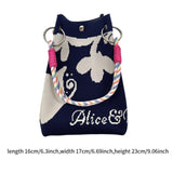 Maxbell Knitted Handbag Reusable Casual Soft Shopping Pouch for Daily Vacation Beach Blue