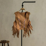 Maxbell 70S Hippie Suede Fringe Jacket Home Cowgirl Western Outfit Women Fringe Vest Brown
