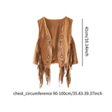 Maxbell 70S Hippie Suede Fringe Jacket Home Cowgirl Western Outfit Women Fringe Vest Brown