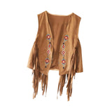 Maxbell 70S Hippie Suede Fringe Jacket Home Cowgirl Western Outfit Women Fringe Vest Brown