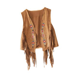 Maxbell 70S Hippie Suede Fringe Jacket Home Cowgirl Western Outfit Women Fringe Vest Brown