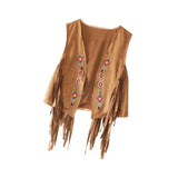 Maxbell 70S Hippie Suede Fringe Jacket Home Cowgirl Western Outfit Women Fringe Vest Brown