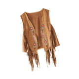 Maxbell 70S Hippie Suede Fringe Jacket Home Cowgirl Western Outfit Women Fringe Vest Brown