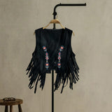 Maxbell 70S Hippie Suede Fringe Jacket Home Cowgirl Western Outfit Women Fringe Vest Black