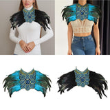 Maxbell Artificial Feather Shrug Shawl Lady Shoulder Wrap for Cocktail Gift New Year Blue