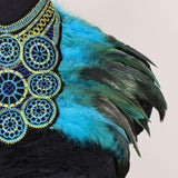 Maxbell Artificial Feather Shrug Shawl Lady Shoulder Wrap for Cocktail Gift New Year Blue