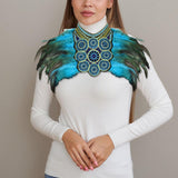 Maxbell Artificial Feather Shrug Shawl Lady Shoulder Wrap for Cocktail Gift New Year Blue