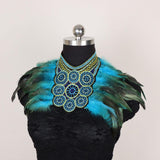 Maxbell Artificial Feather Shrug Shawl Lady Shoulder Wrap for Cocktail Gift New Year Blue