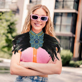 Maxbell Artificial Feather Shrug Shawl Lady Shoulder Wrap for Cocktail Gift New Year Black