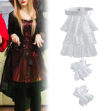 Maxbell Lace Jabot and Cuffs Set Steampunk Clothing Accessories Colonial Lace Collar