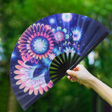 Maxbell Foldable Hand Fan Novelty Kung Fu Fan for Wedding Stage Performance Birthday Large Flower