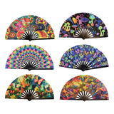 Maxbell Folding Fan Props Foldable with Bamboo Frames for Night Club Parties Cosplay Mushroom