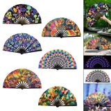 Maxbell Folding Fan Props Foldable with Bamboo Frames for Night Club Parties Cosplay Mushroom