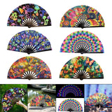 Maxbell Folding Fan Props Foldable with Bamboo Frames for Night Club Parties Cosplay Mushroom