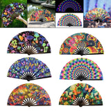 Maxbell Folding Fan Props Foldable with Bamboo Frames for Night Club Parties Cosplay Mushroom