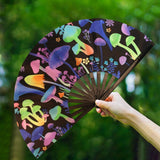 Maxbell Folding Fan Props Foldable with Bamboo Frames for Night Club Parties Cosplay Mushroom