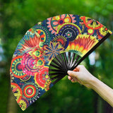 Maxbell Folding Fan Props Foldable with Bamboo Frames for Night Club Parties Cosplay Gears