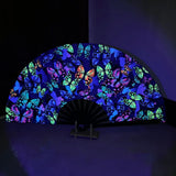 Maxbell Folding Fan Props Foldable with Bamboo Frames for Night Club Parties Cosplay Butterfly