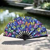 Maxbell Folding Fan Props Foldable with Bamboo Frames for Night Club Parties Cosplay Butterfly