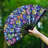 Maxbell Folding Fan Props Foldable with Bamboo Frames for Night Club Parties Cosplay Butterfly