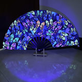 Maxbell Folding Fan Props Foldable with Bamboo Frames for Night Club Parties Cosplay Butterfly