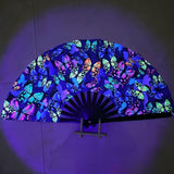 Maxbell Folding Fan Props Foldable with Bamboo Frames for Night Club Parties Cosplay Butterfly